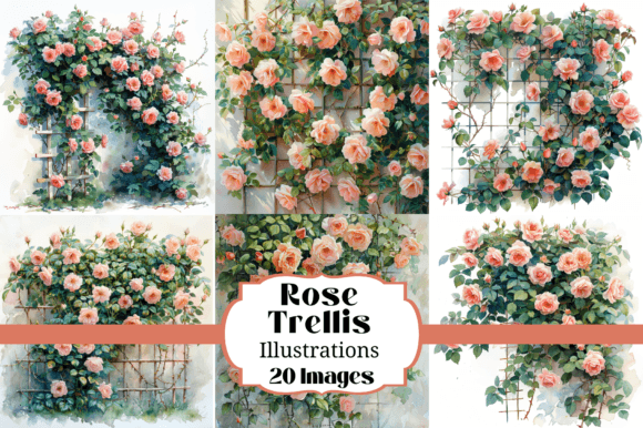 20 Rose Trellis Shabby Chic Backgrounds for Your Projects