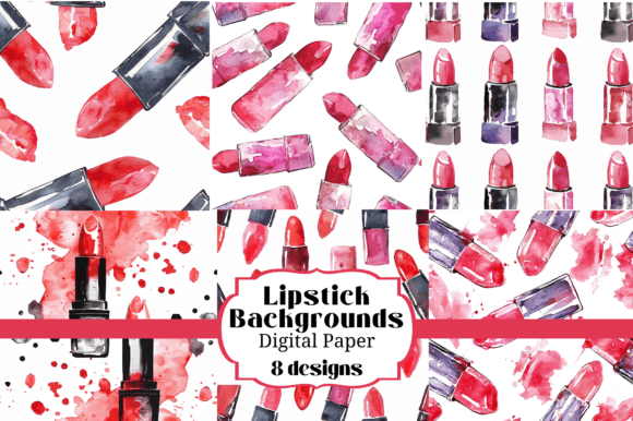 8 Lipstick Cosmetics Makeup Backgrounds: A Designer's Toolkit