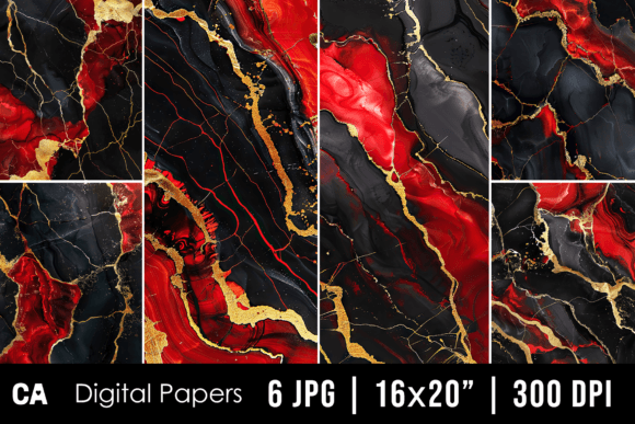 Abstract Black Red Marble Backgrounds: Bold Digital Assets