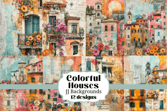 Colorful Houses Backgrounds Junk Journal: A Creative Foundation