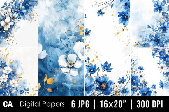 Elevate Your Projects with Watercolor Blue Floral Backgrounds