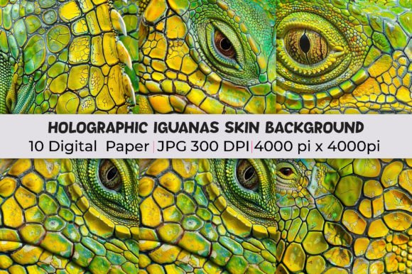 Elevate Your Visuals with Holographic Iguanas Skin Backgrounds