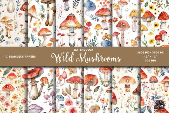 Enchanting Seamless Wild Mushroom Backgrounds for Creatives