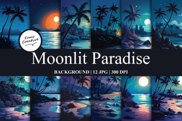 Moonlit Paradise Backgrounds: A Digital Design Toolkit
