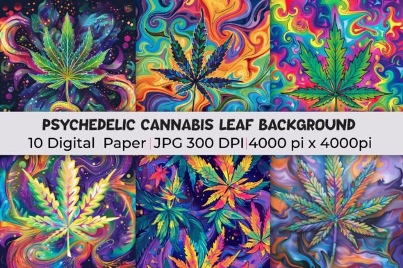 Psychedelic Cannabis Leaf Backgrounds: Elevate Your Creative Projects