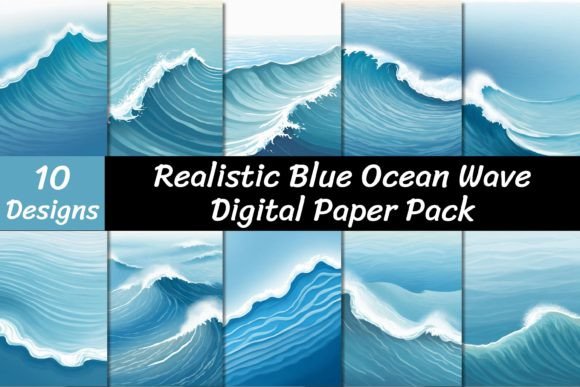 Realistic Blue Ocean Wave Backgrounds for Creative Projects