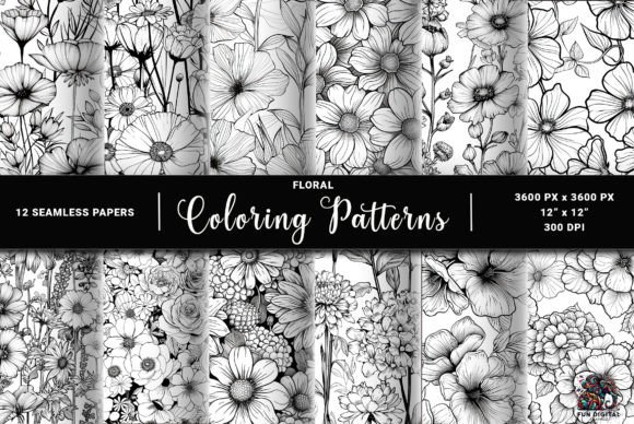 Seamless Floral Coloring Backgrounds BW: A Designer's Toolkit