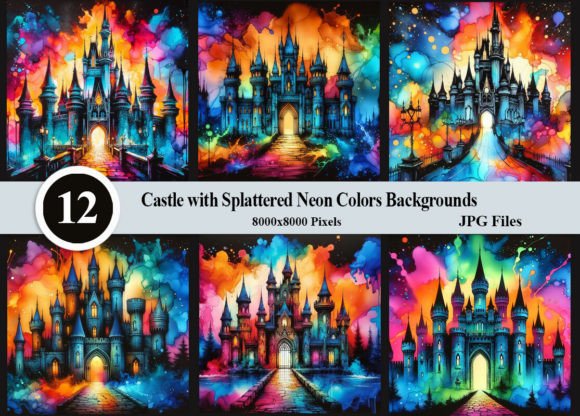 Unleash Creative Magic with Castle and Neon Splatter Graphics