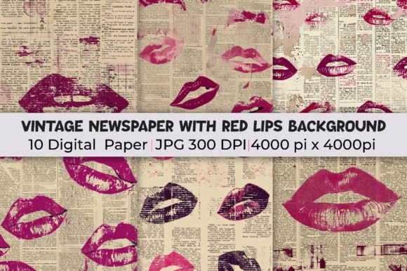 Vintage Newspaper Red Lips Backgrounds: A Designer’s Secret Weapon