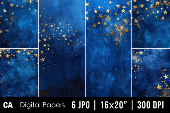 Watercolor Gold Blue Stars Backgrounds: A Creative Asset Guide