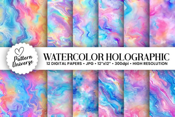 Watercolor Holographic Backgrounds: A Modern Design Asset